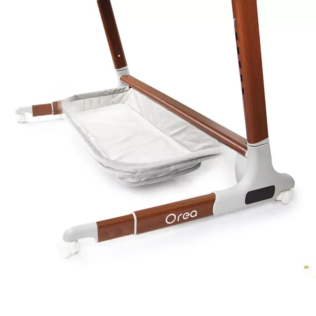 گهواره تخت کنار مادر برقی مونته مدل Orea پایه طرح چوب 5 سرعته Monte