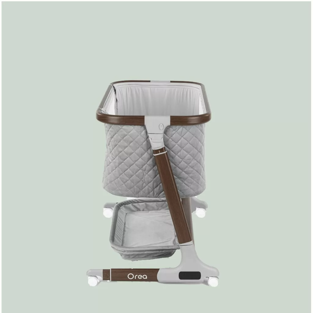 گهواره تخت کنار مادر برقی مونته مدل Orea پایه طرح چوب 5 سرعته Monte