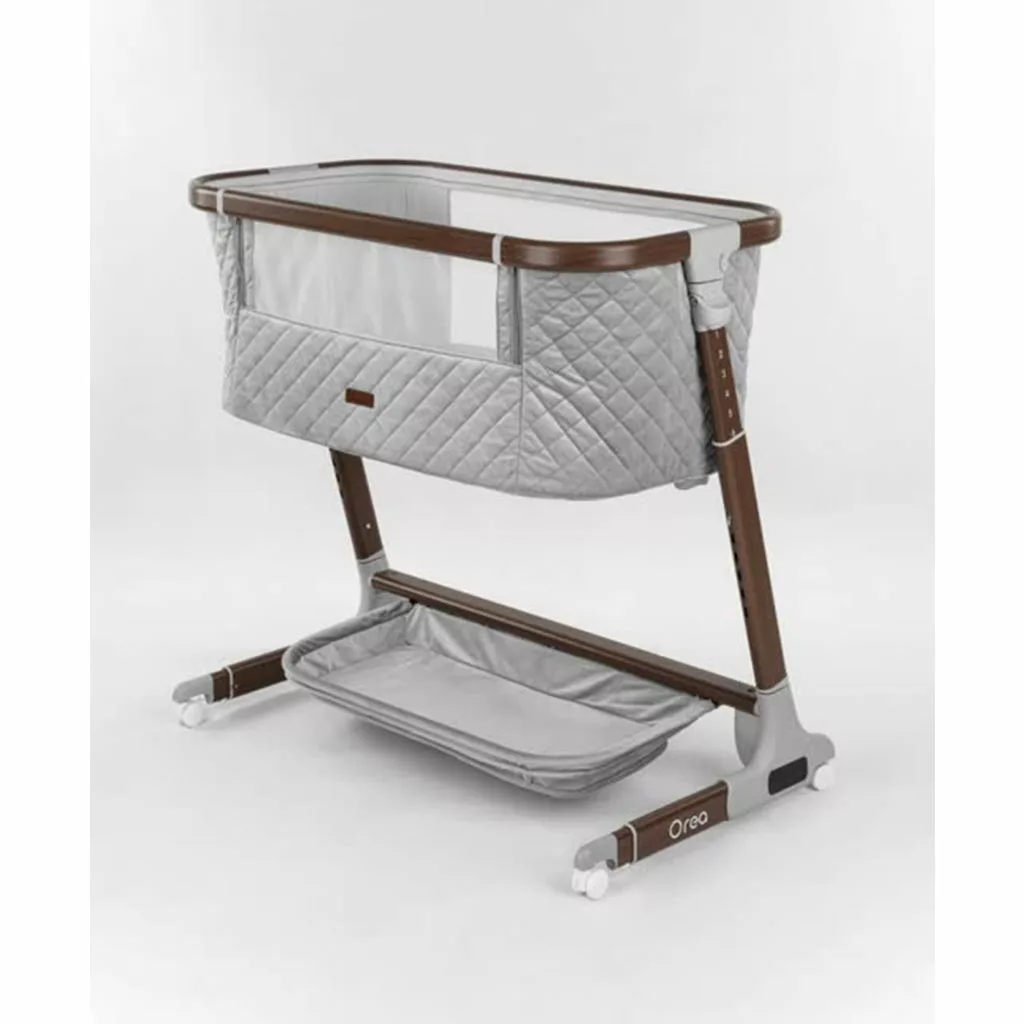 گهواره تخت کنار مادر برقی مونته مدل Orea پایه طرح چوب 5 سرعته Monte
