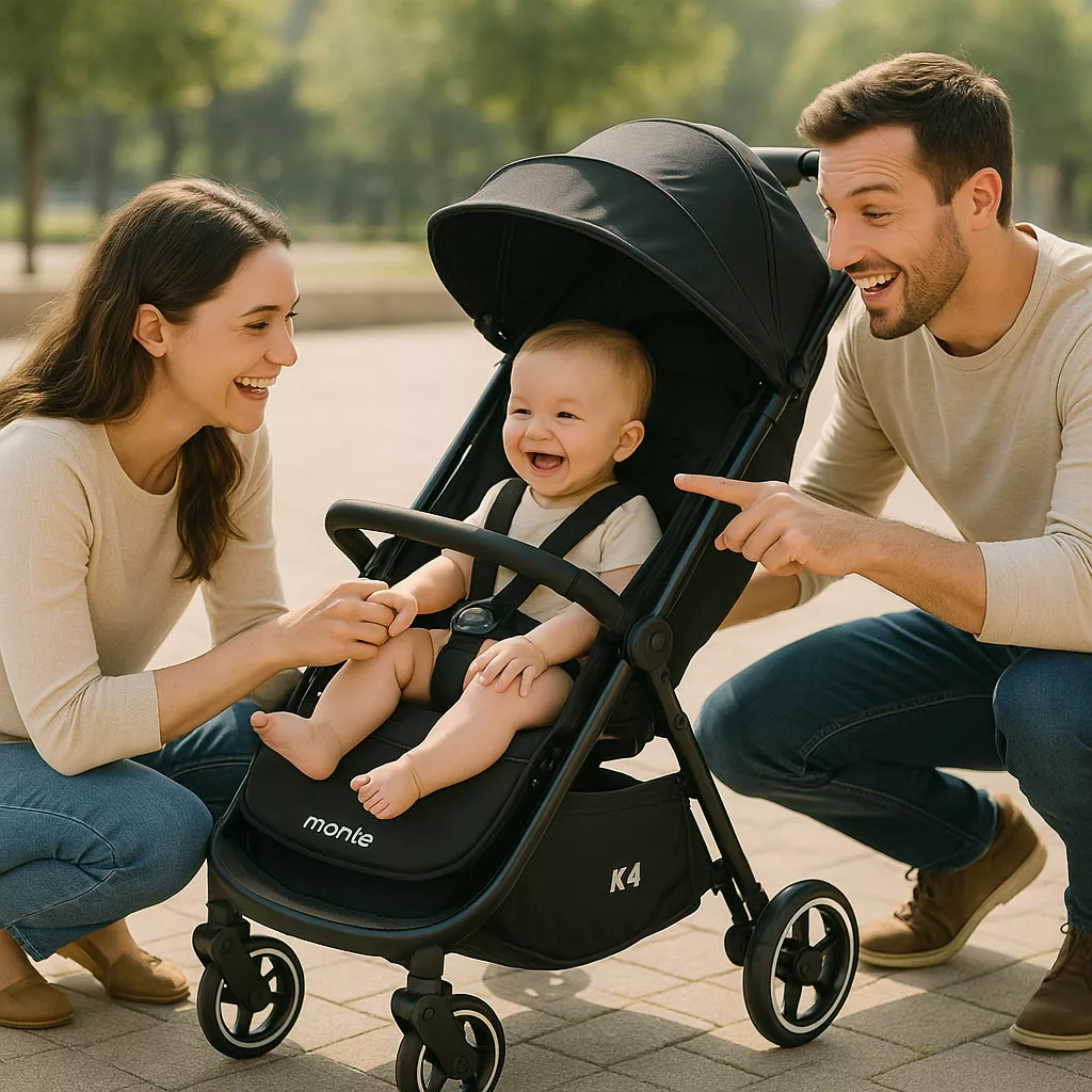 کالسکه مسافرتی کابین سایز تاشو مونته دسته عصایی بدنه مشکی Monte