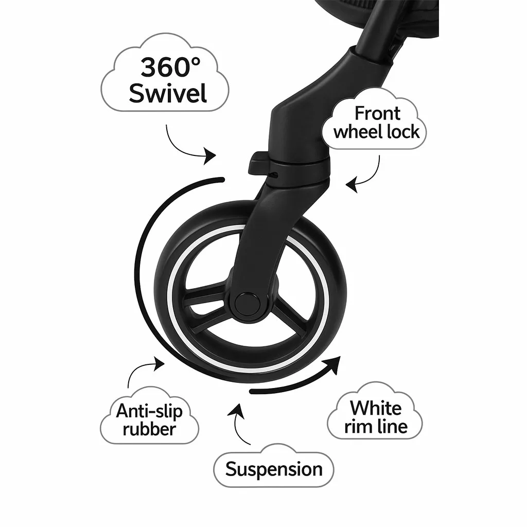 کالسکه مسافرتی کابین سایز تاشو مونته دسته عصایی بدنه مشکی Monte