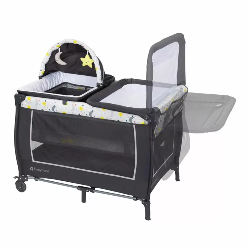 تخت پارک بیبی ترند مدل Lil Snooze Deluxe II Nursery Center Twinkle Little Moon babytrend