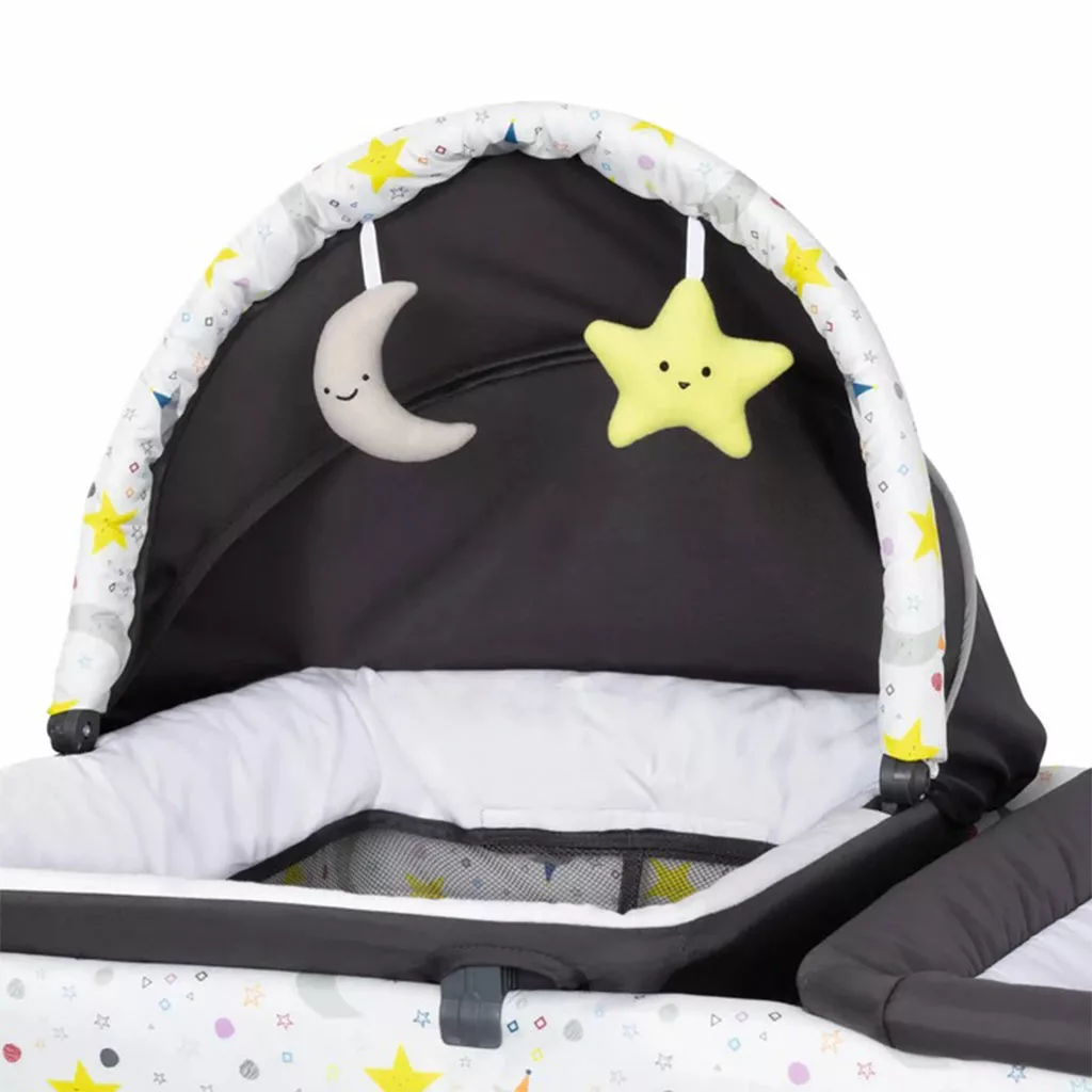 تخت پارک بیبی ترند مدل Lil Snooze Deluxe II Nursery Center Twinkle Little Moon babytrend