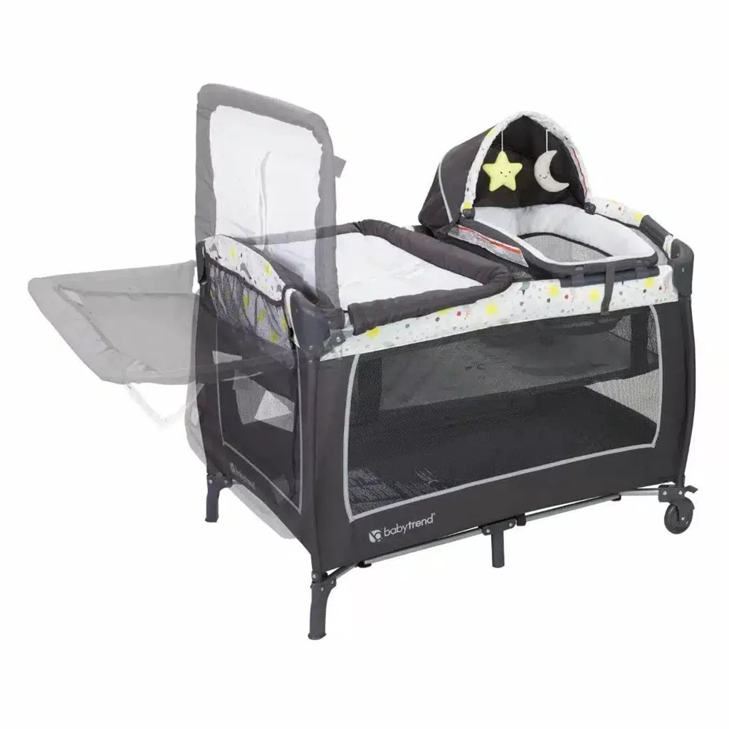 تخت پارک بیبی ترند مدل Lil Snooze Deluxe II Nursery Center Twinkle Little Moon babytrend