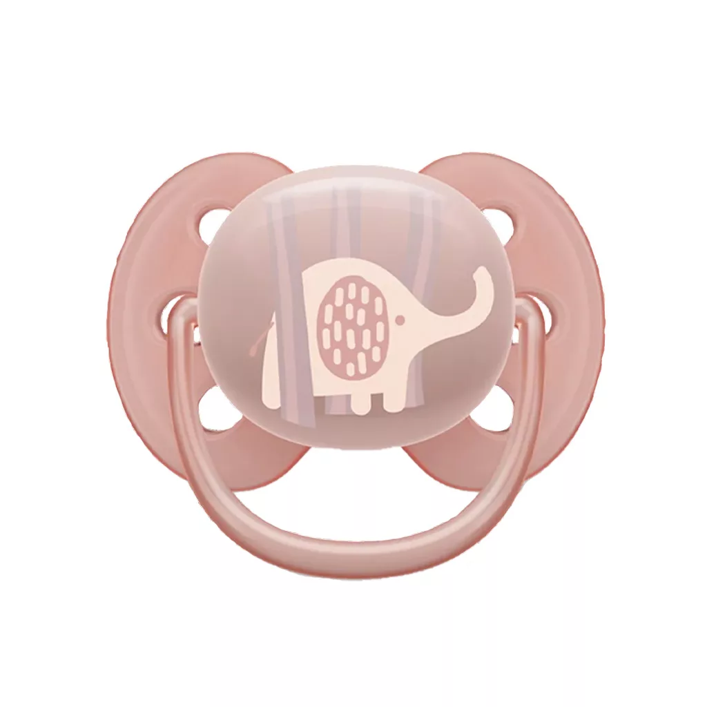 پستانک اونت دوعددی مدل Ultra Soft اولترا سافت طرح فیل و نخل، مناسب نوزاد ۰ تا ۶ ماه Avent