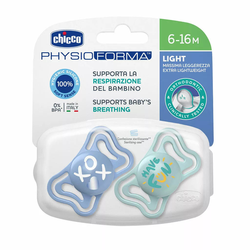 پستانک ارتودنسی 2عددی 6تا16 ماه فیزیو فورما مدل لایت چیکو Chicco