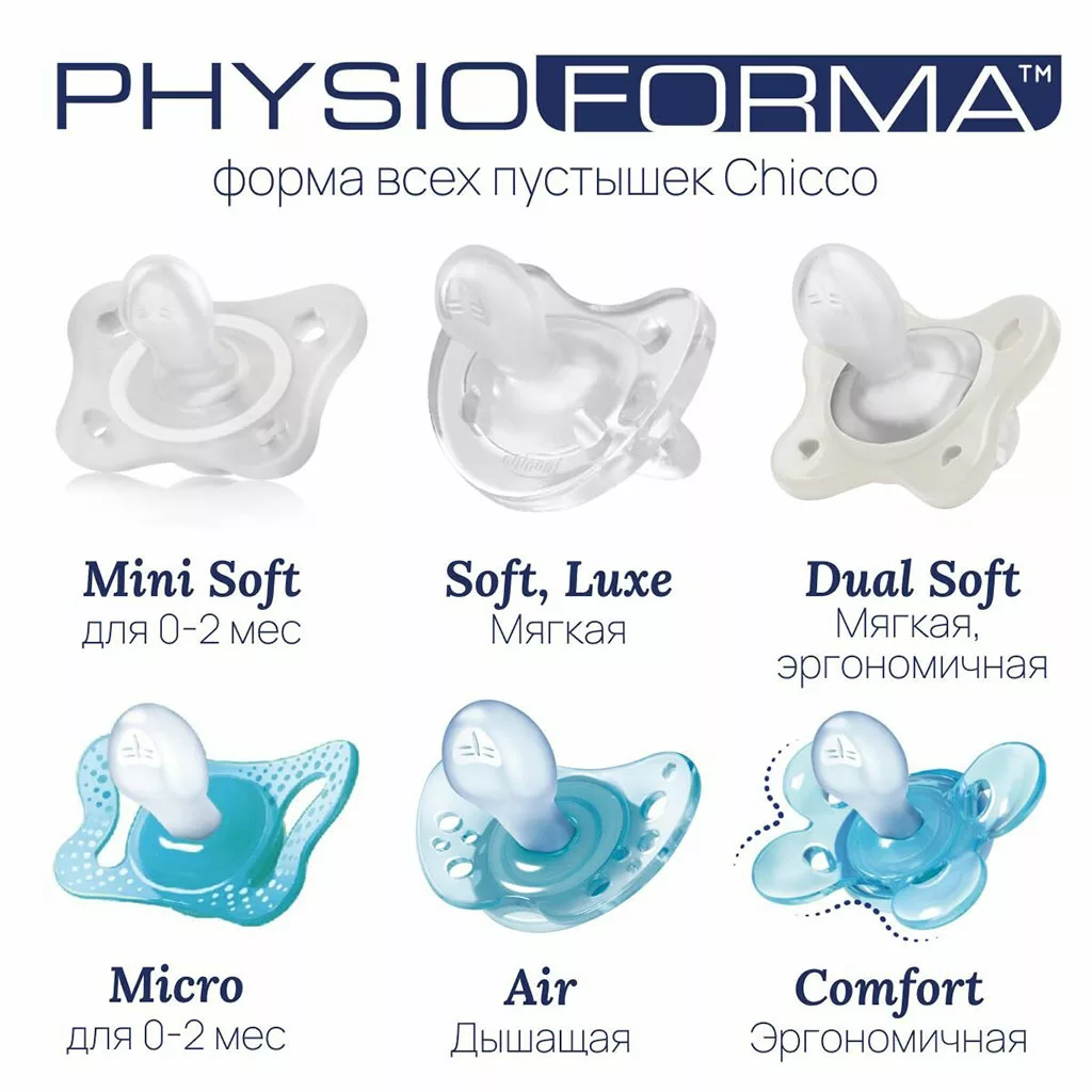 پستانک 2عددی فیزیو فورما Physio Forma Mini Soft دخترانه 2-0ماه چیکو Chicco