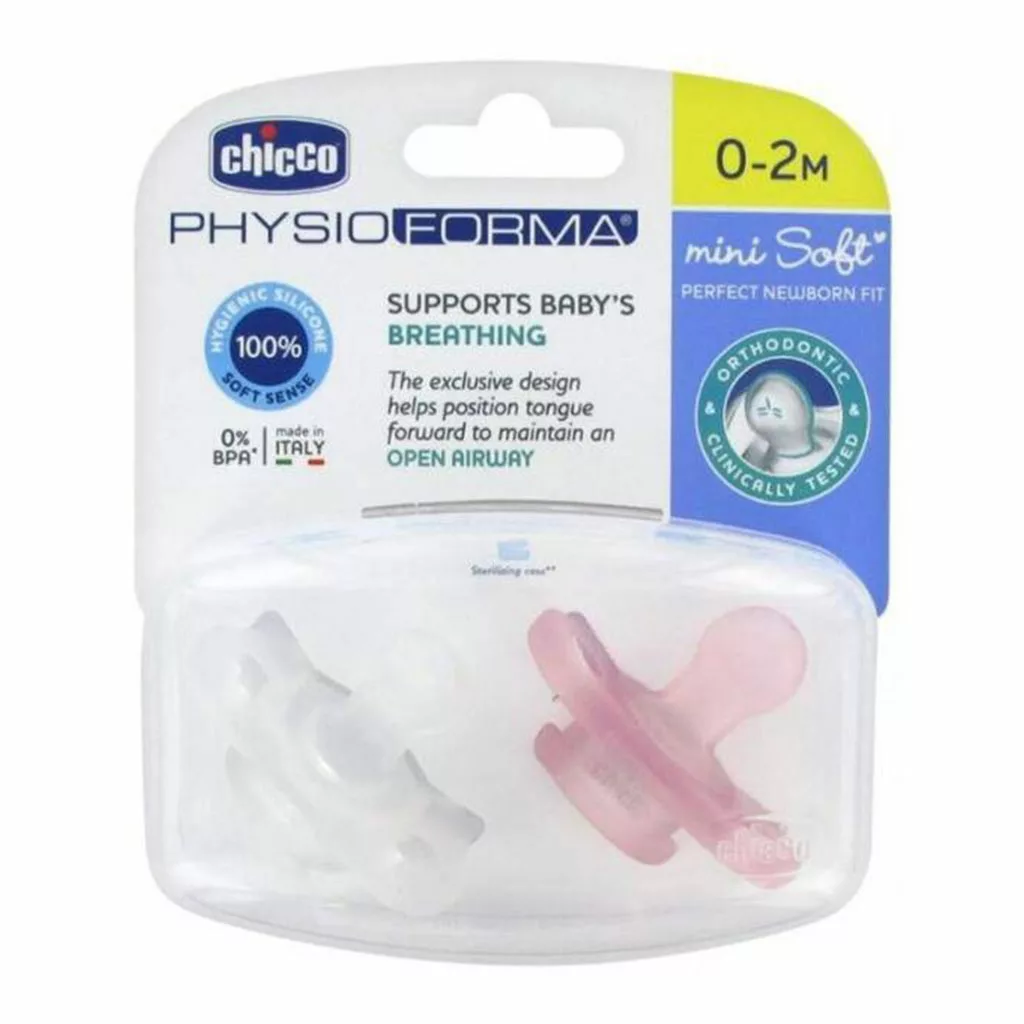 پستانک ارتودنسی دخترانه 2عددی 0تا2 ماه فیزیو فورما چیکو Chicco