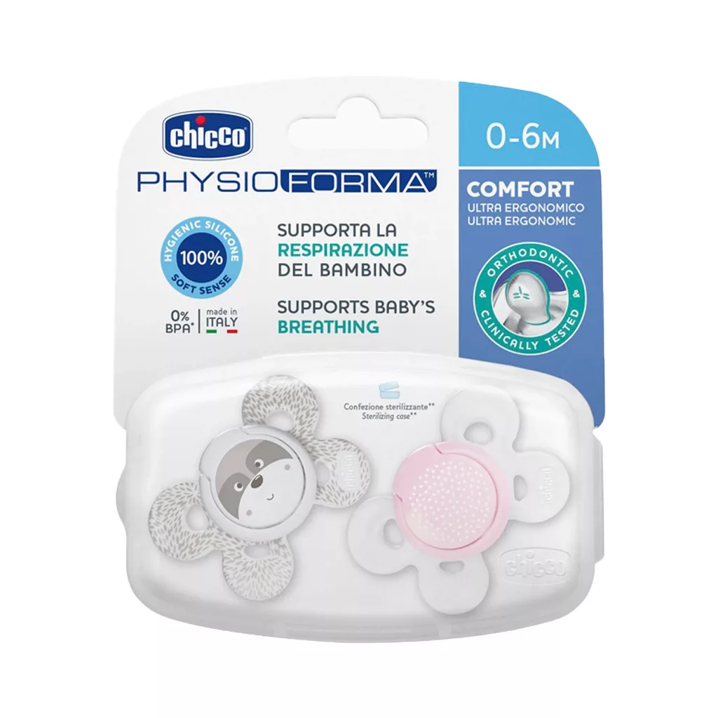 پستانک ارتودنسی 2عددی 0تا6 ماه فیزیو فورما دخترانه چیکو Chicco