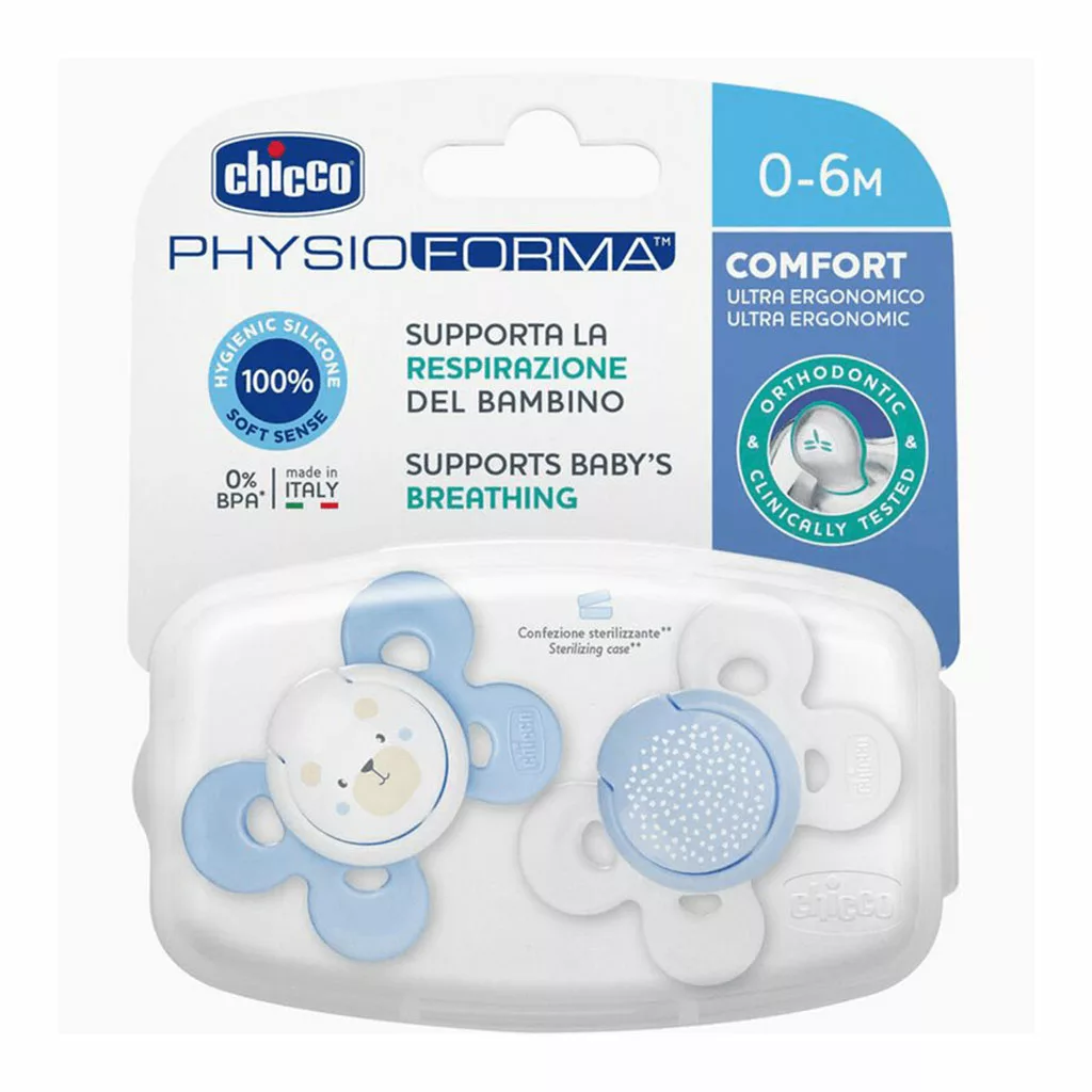 پستانک ارتودنسی 2عددی 0تا6 ماه پسرانه فیزیو فورما چیکو Chicco