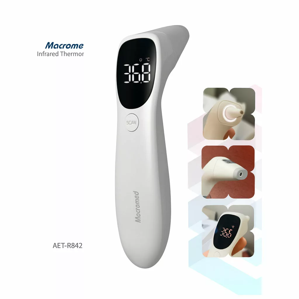 تبسنج لیزری دیجیتال ماکرومد مدل AET-R842 دوکاره گوش و پیشانی Macromed