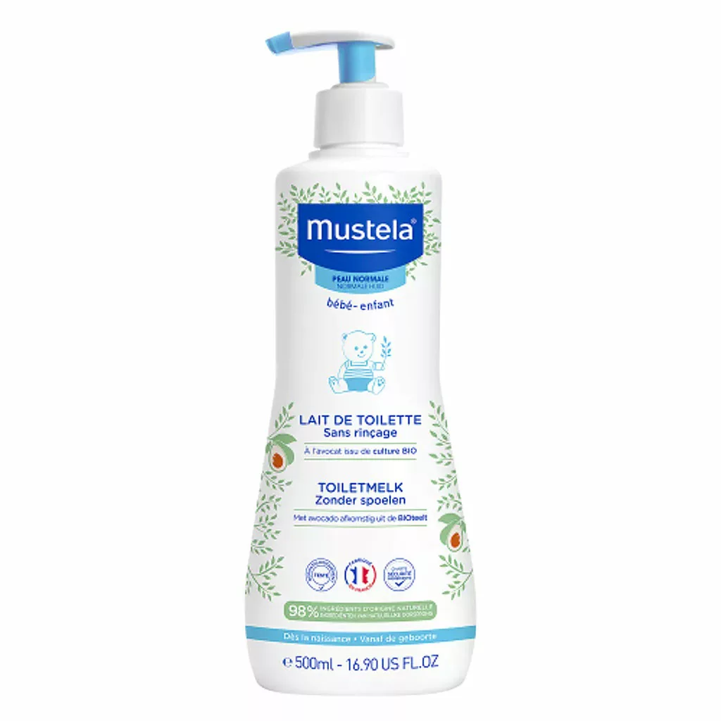 لوسیون بدون آبکشی ماستلا ۵۰۰ میل – Milk پاک‌کننده آووکادو ارگانیک Mustela (مخصوص پوست نوزاد)