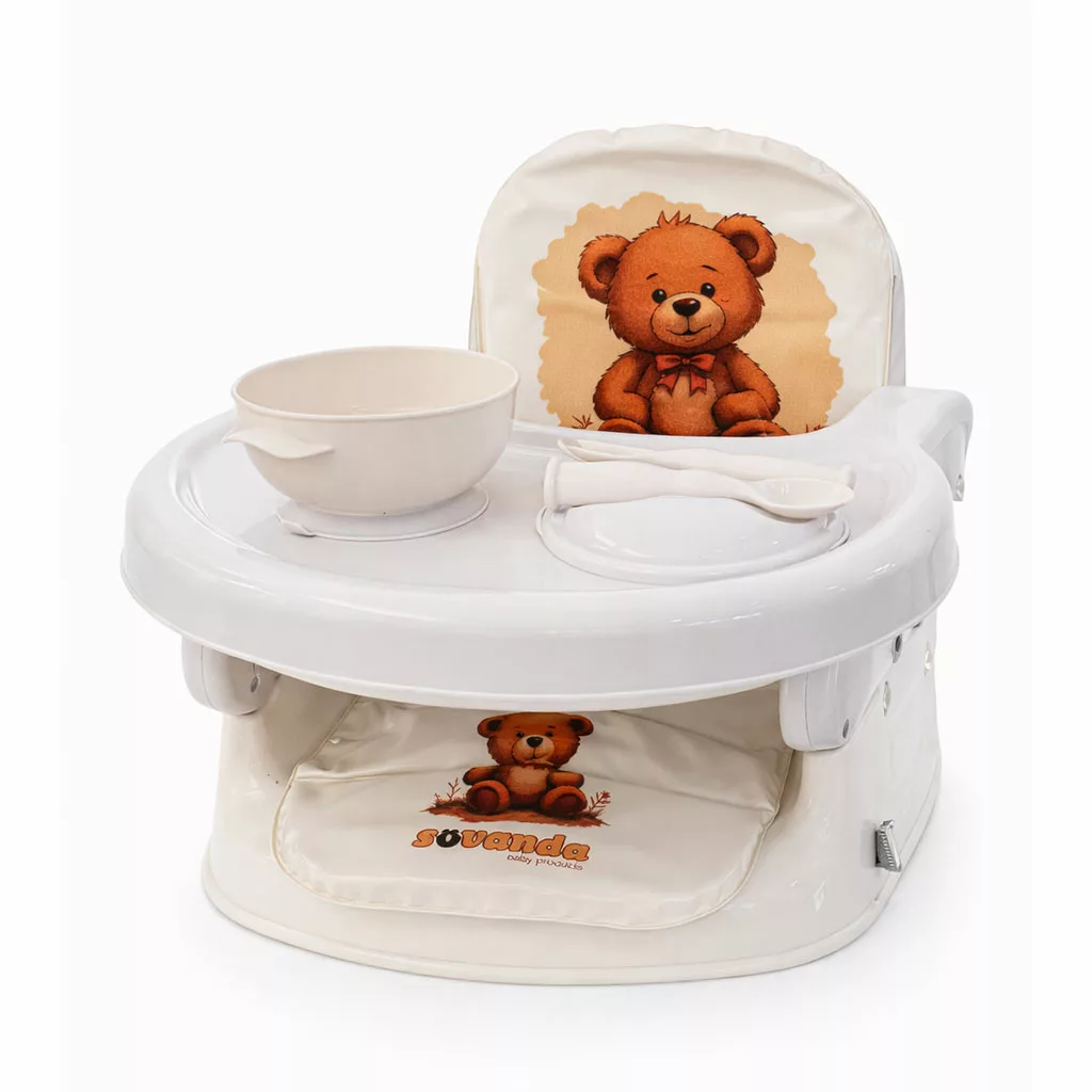 صندلی غذای کودک سوواندا سورنا مدل پرتابل طرح خرس تدی گوشدار