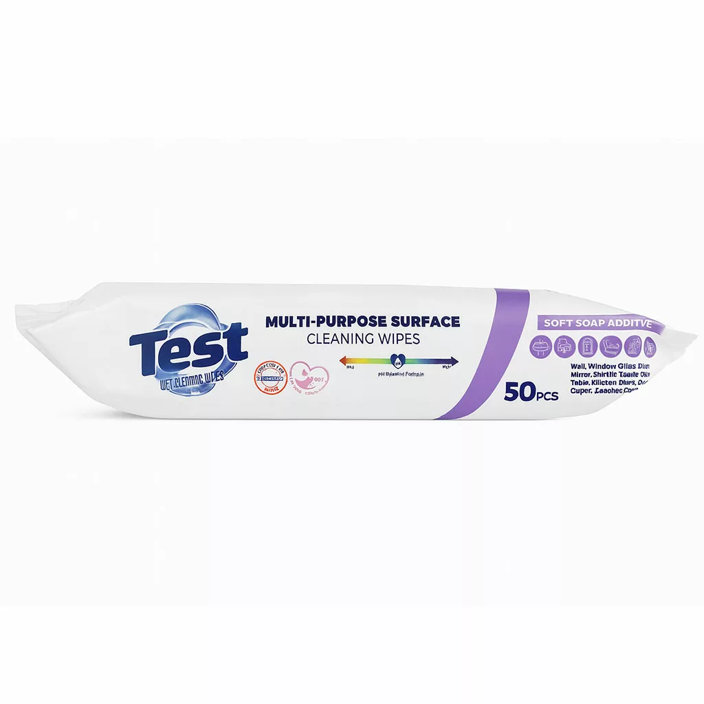 دستمال مرطوب چندمنظوره پاک‌کننده سطوح تست Test رایحه لاوندر (۵۰ عددی) – ضدلکه و ضدگردوغبار