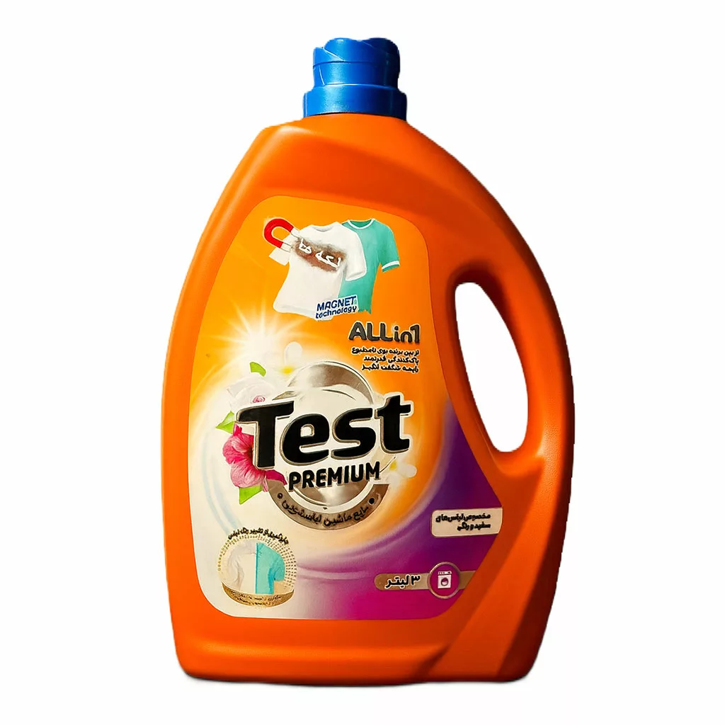 مایع لباسشویی پریمیوم All in 1 مخصوص لباس‌های سفید و رنگی ۳ لیتری Test