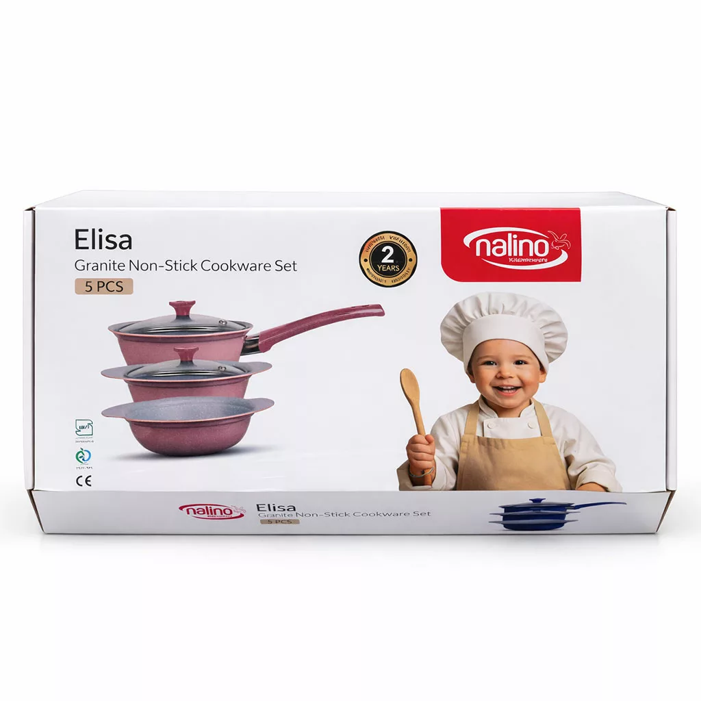 سرویس قابلمه گرانیتی نچسب نالینو مدل Elisa الیسا ۵ پارچه سایز 12 | کد 4535455
