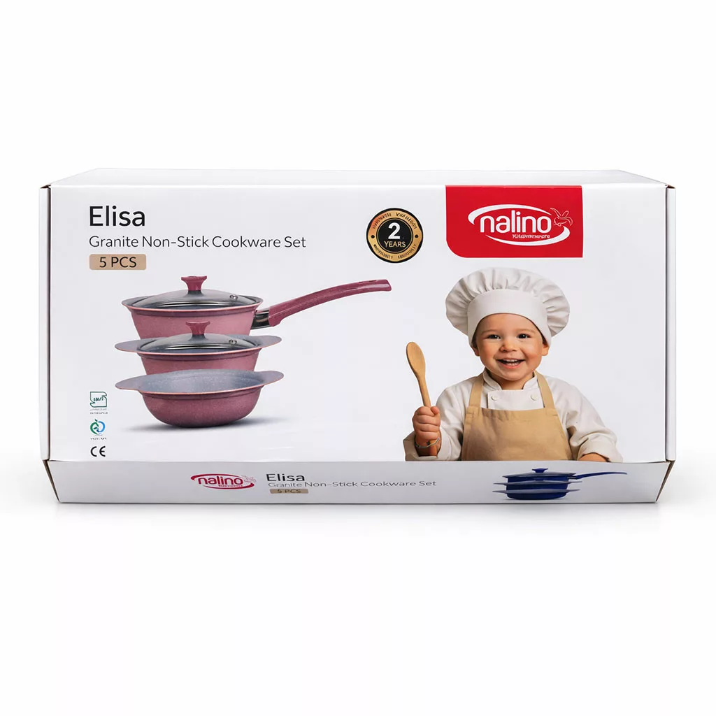 سرویس قابلمه گرانیتی نچسب نالینو مدل Elisa الیسا ۵ پارچه سایز 14 | کد 4535456