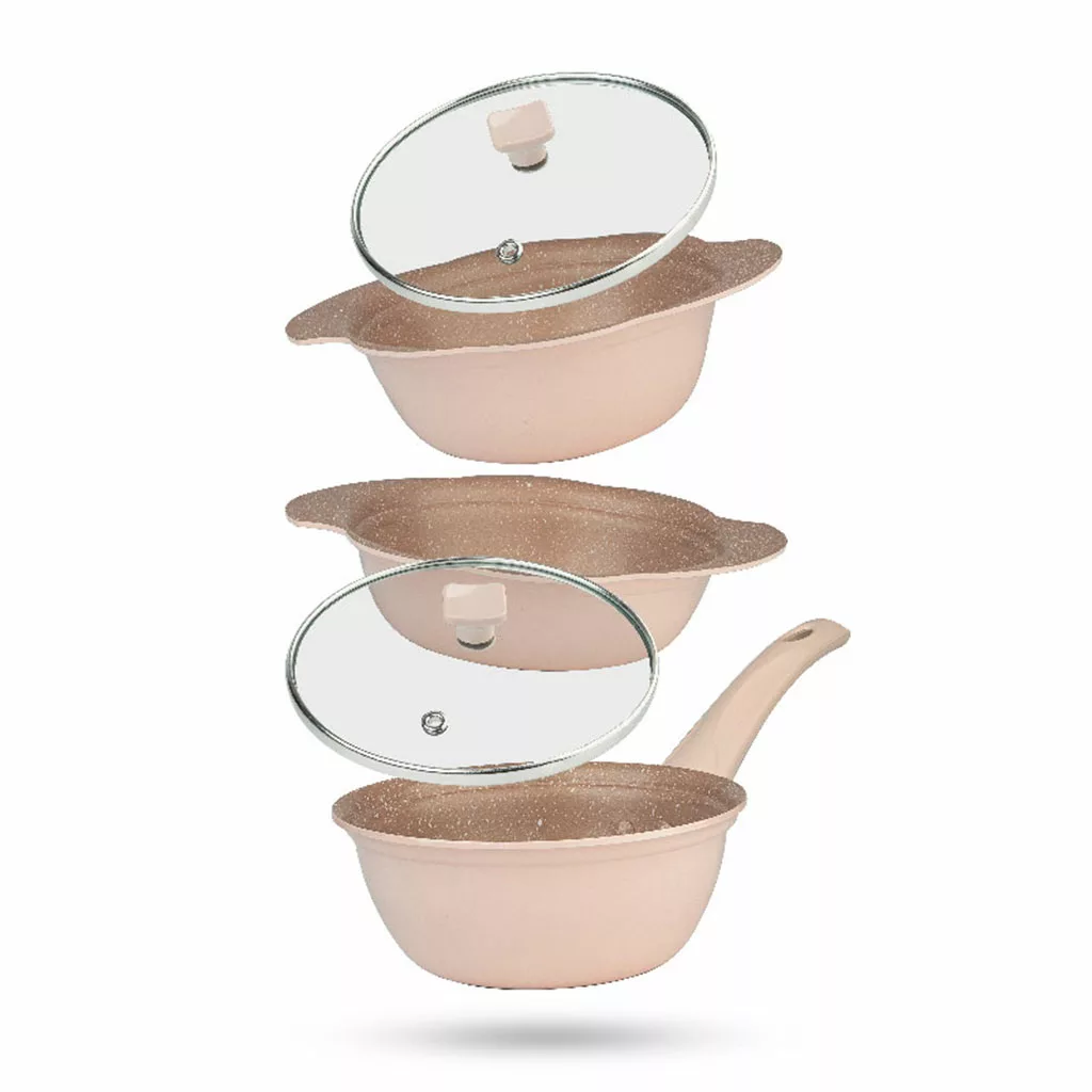 سرویس قابلمه گرانیتی نچسب نالینو مدل Elisa الیسا ۵ پارچه سایز 14 | کد 4535456