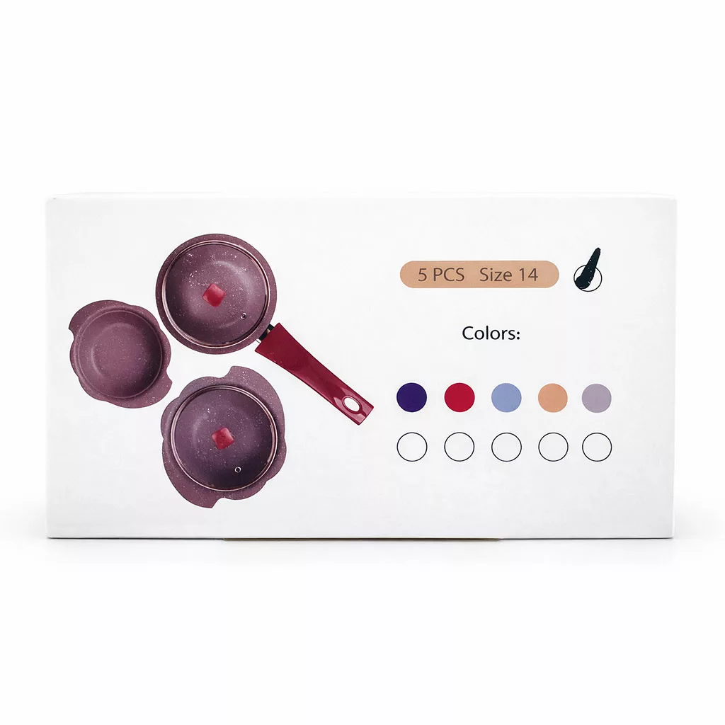 سرویس قابلمه گرانیتی نچسب نالینو مدل Elisa الیسا ۵ پارچه سایز 14 | کد 4535456