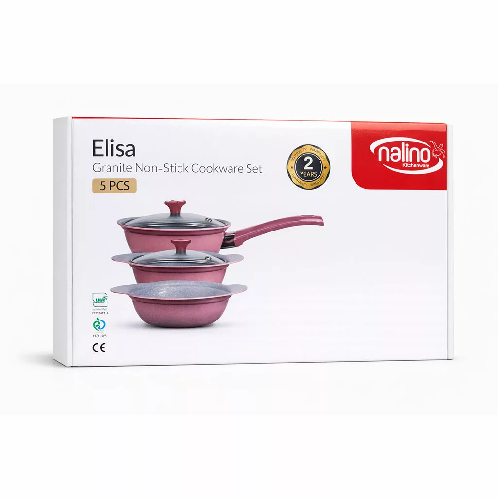 سرویس قابلمه گرانیتی نچسب نالینو مدل Elisa الیسا ۵ پارچه سایز 14 | کد 4535456